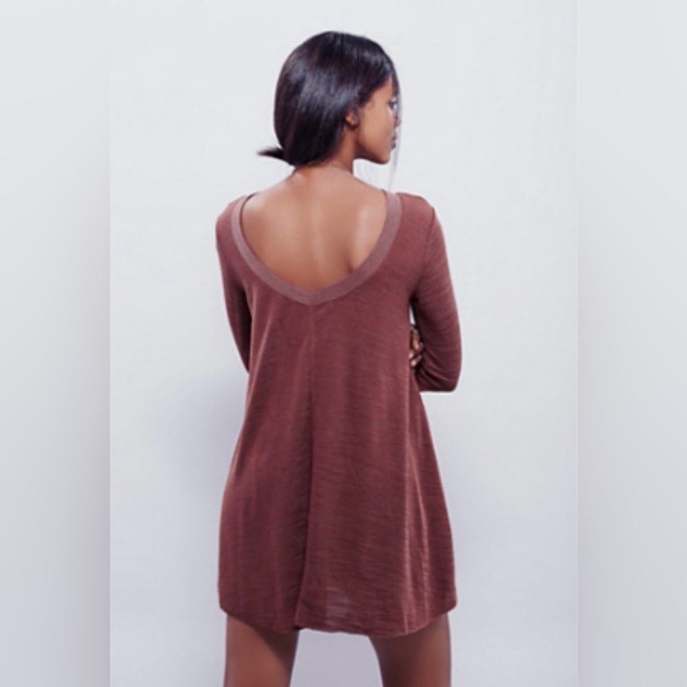 Free People Long Sleeve Swing Dress, Dark Sienna